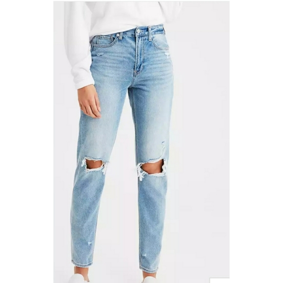 American Eagle Outfitters Denim - American Eagle High Rise Ripped Mom Denim Jeans